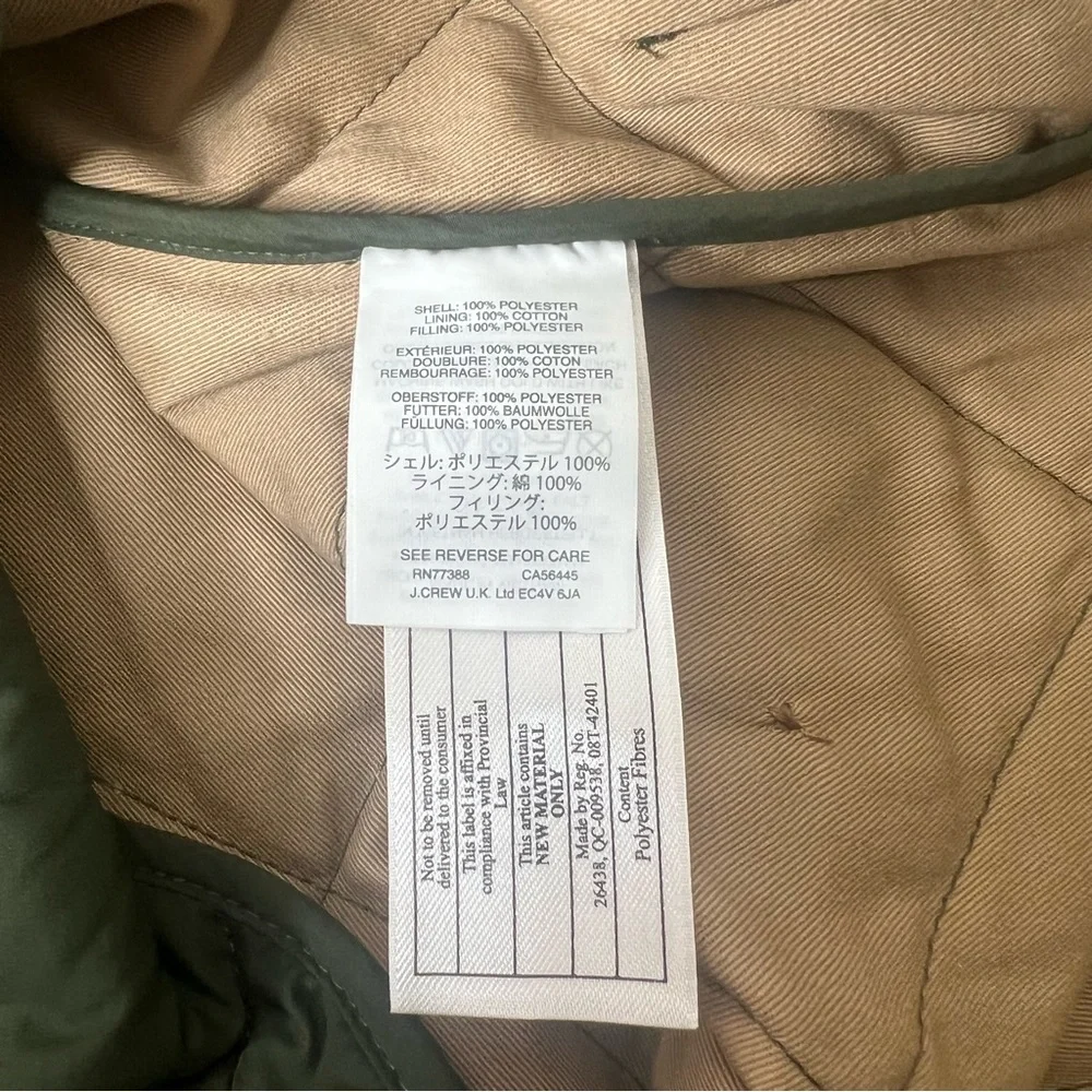 J.Crew Mercantile Quilted Vest Mens Size X-Small Green Pockets Zip Up Hiking - Picture 8 of 9
